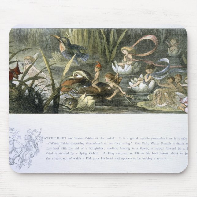Mousepad Água-Lírios e fadas da água, ilustração de (Frente)