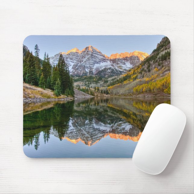Mousepad Água | Maroon Bells Lake Aspen Trees (Com mouse)