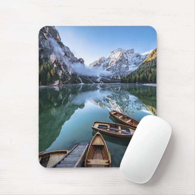 Mousepad Água | Pragser Wildsee Dolomites Itália (Com mouse)