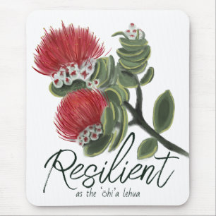 Mousepad Água-viva da Flor Lehua Vermelha Havaiana Resiliên