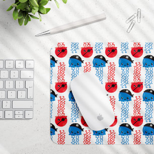 Mousepad Água-viva pirata, padrão de água-viva, animais mar