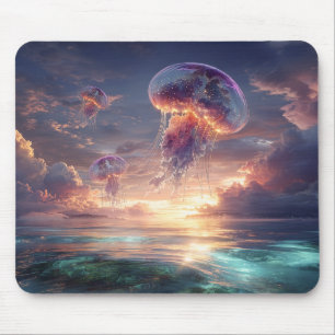Mousepad Água-viva Reluzente nos Céus do Pôr do Sol