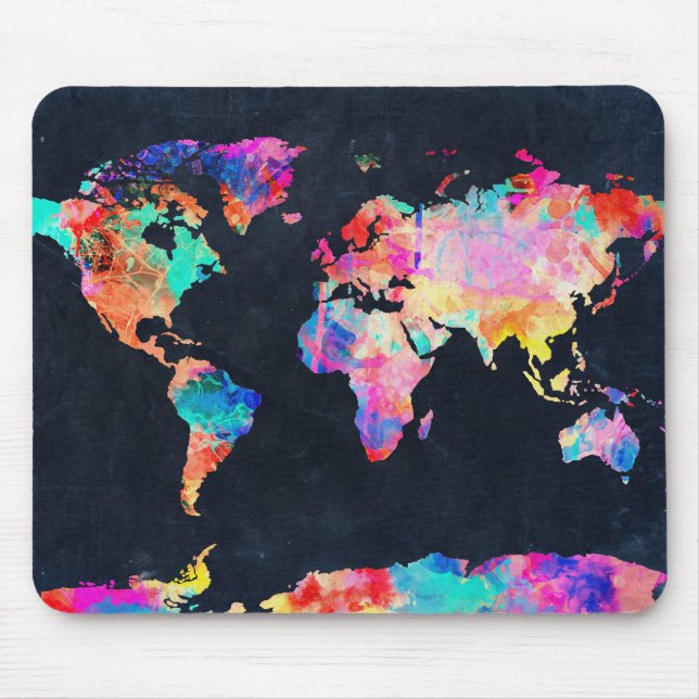Mousepad aguarela 21 do mapa do mundo (Frente)