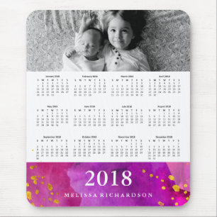 Mousepad Aguarela de Magneta e foto do calendário   do our