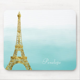Mousepad Aguarela Glam Dourado de Ombre do Aqua da torre