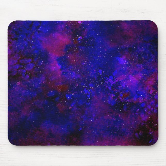 Mousepad Aguarela manchado de tinta do universo azul roxo e (Frente)