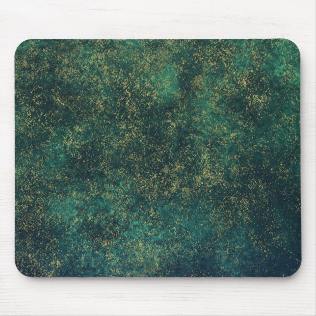 Mousepad Aguarela verde, azul & Dourado (Frente)