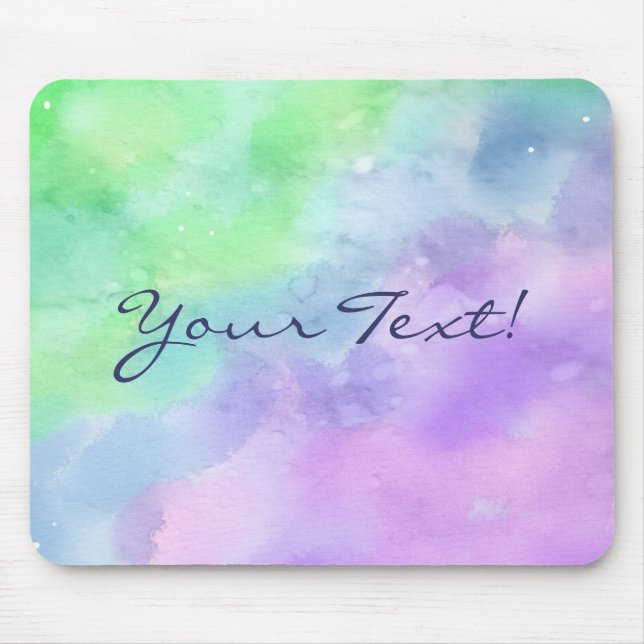Mousepad Aguarela verde e roxa personalizada (Frente)
