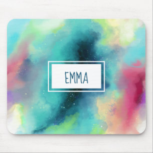 Mousepad Aguarela verde & vermelha moderna da nebulosa do