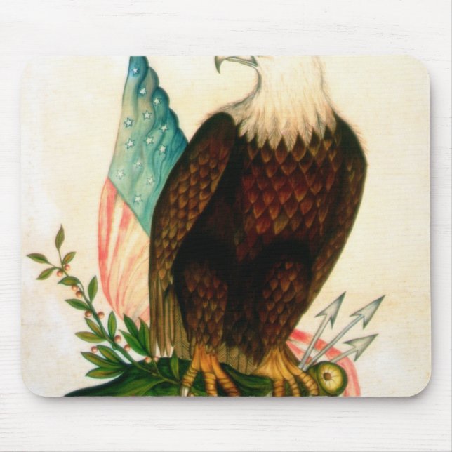 Mousepad Águia americana com bandeira (Frente)
