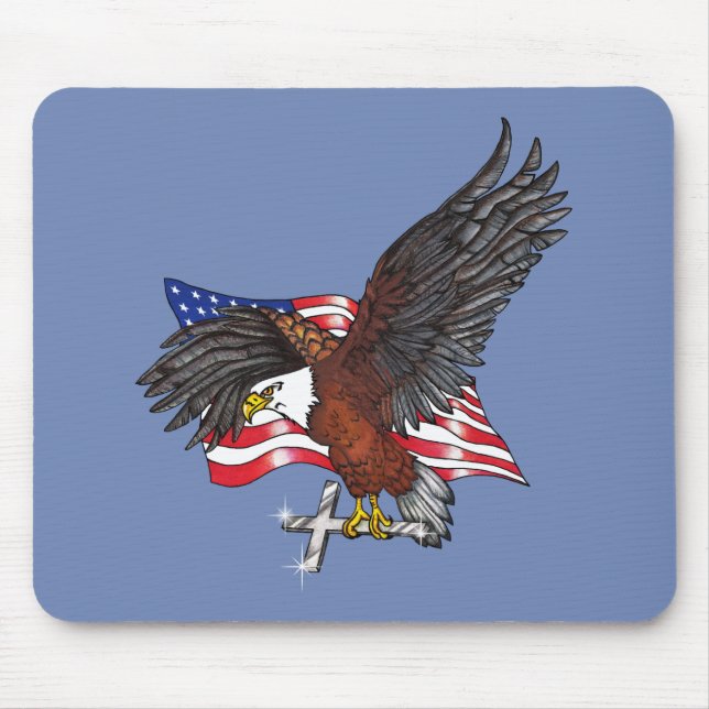 Mousepad Águia Americana com Cruz (Frente)