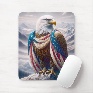 Mousepad Águia Cálida Atrevida Com Bandeira Americana