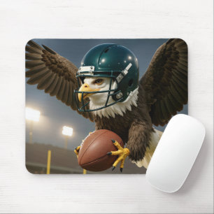 Mousepad Águia-Careca Agarrando uma Bola de Futebol em um E