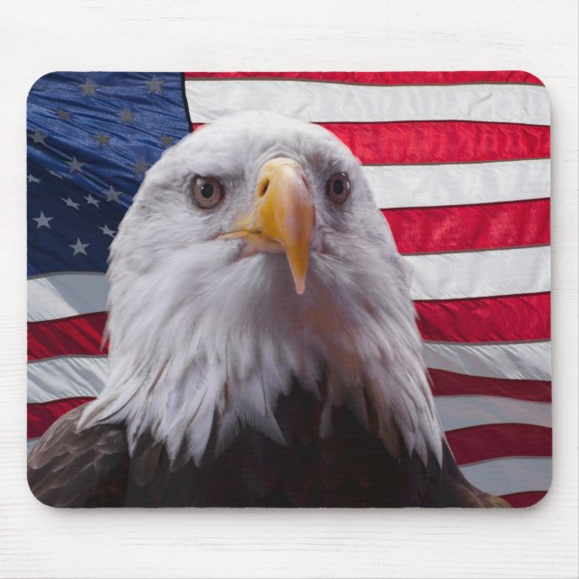 Mousepad Águia-careca e bandeira americana (Frente)