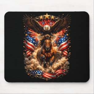 Mousepad Águia Careca Patriótica Cavalgando Cavalo Bandeira
