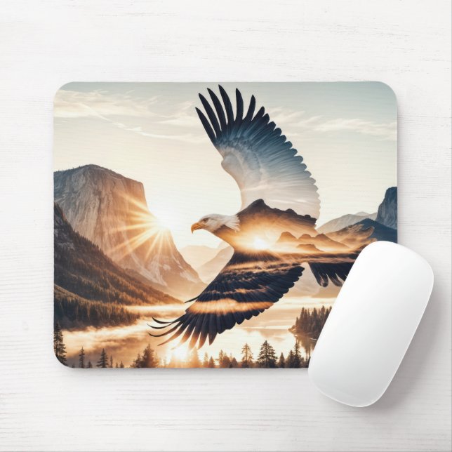 Mousepad Águia-careca voando alto ao nascer do sol (Com mouse)
