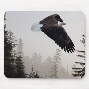 Mousepad Águia-careca Voando Através da Névoa