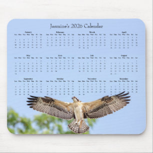 Mousepad Águia-pescadora: calendário personalizável de 2026