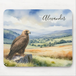 Mousepad Águia-real Aquarela Vida Selvagem Personalizada