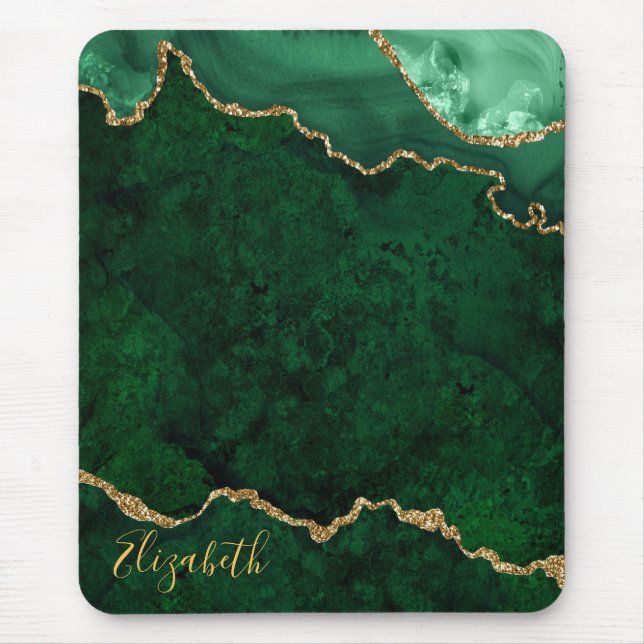 Mousepad Águlo de Geodo Dourado Verde da Aquarela (Frente)