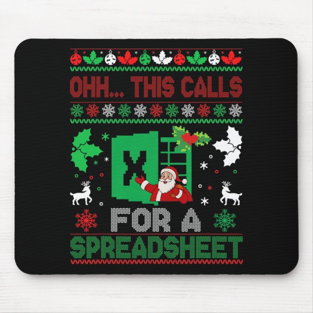 Mousepad Ah, Isso Uma Suéter De Natal De Planilha (Frente)