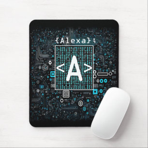 Mousepad Ai - Tecnologia - Monograma de Codificação - Letra