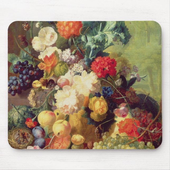 Mousepad Ainda vida com flores e fruta (Frente)