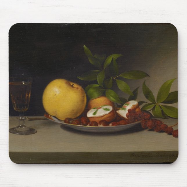 Mousepad Ainda vida com fruta, bolos e vinho, 1821 (Frente)