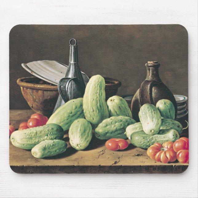 Mousepad Ainda vida com pepinos e tomates (Frente)