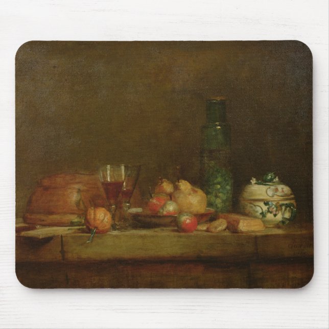 Mousepad Ainda vida com uma garrafa das azeitonas, 1760 (Frente)