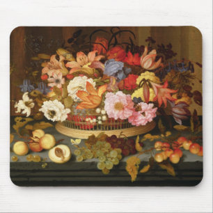 Mousepad Ainda vida da fruta e de uma cesta das flores