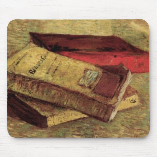 Mousepad Ainda viva com três livros de Vincent van Gogh (Frente)