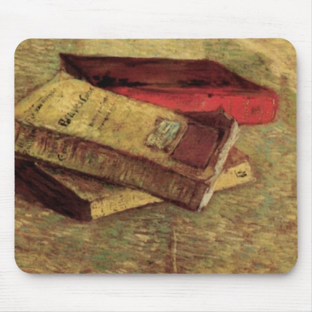 Mousepad Ainda viva com três livros de Vincent van Gogh (Frente)