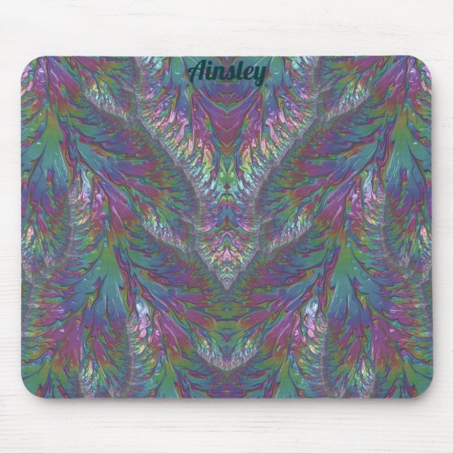 Mousepad AINSLEY ~ Zany Shades Aqua Green Pink Silver (Frente)