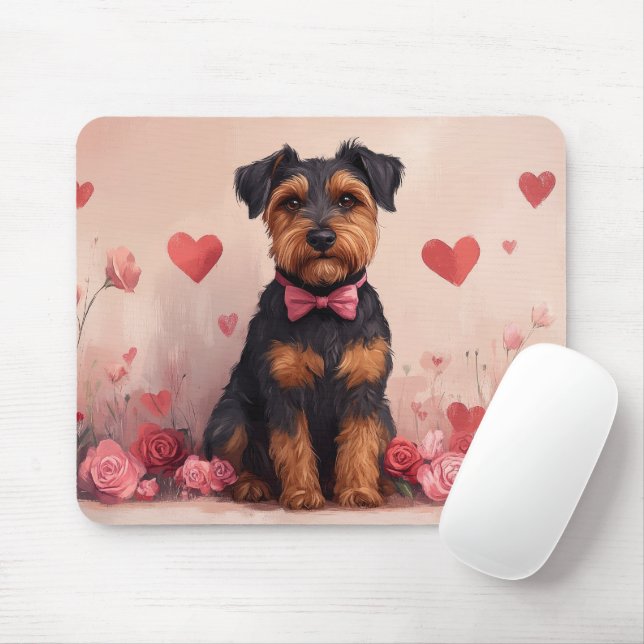 Mousepad Airedale com Rosas - Dia dos Namorados (Com mouse)