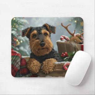 Mousepad Airedale Dog Natal Festivo