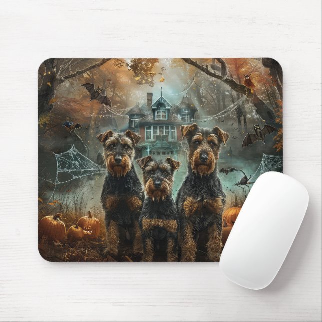 Mousepad Airedale Halloween Night Doggy Delight (Com mouse)