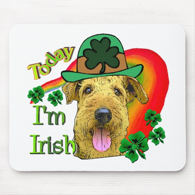 Mousepad Airedale Terrier Dia de São Patrício (Frente)