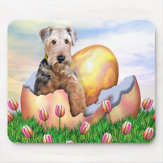 Mousepad Airedale Terrier Páscoa Surpresa (Frente)