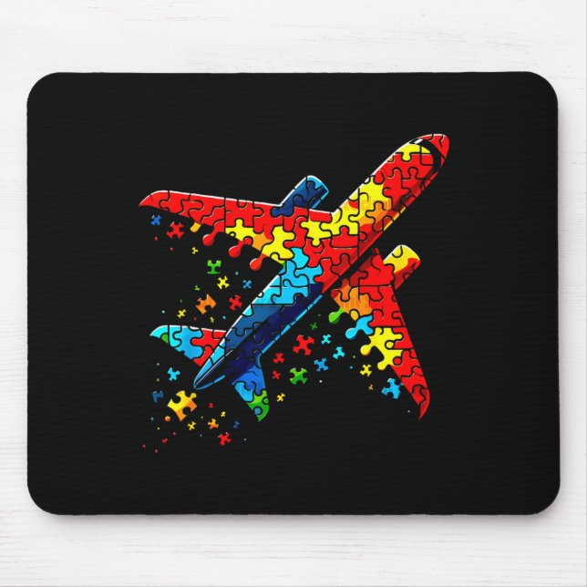 Mousepad Airplane Jigsaw Puzzle Kids Toddler Boys Autism Aw (Frente)