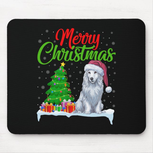 Mousepad Akbash Dog Christmas Tree Luz Engraçado Xmas Akbas (Frente)