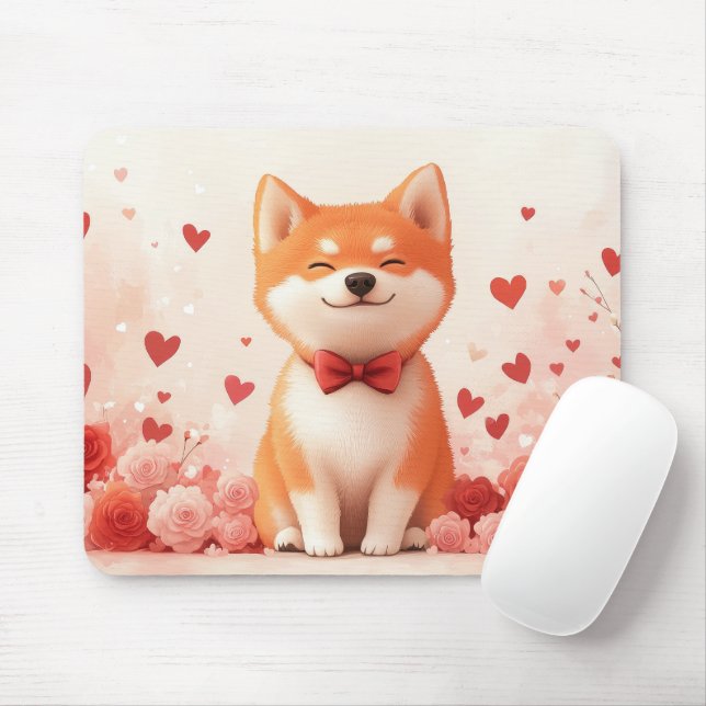 Mousepad Akita com Rosas - Dia dos Namorados  (Com mouse)