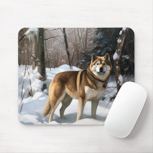 Mousepad Akita Deixe-A Neve Natal (Com mouse)