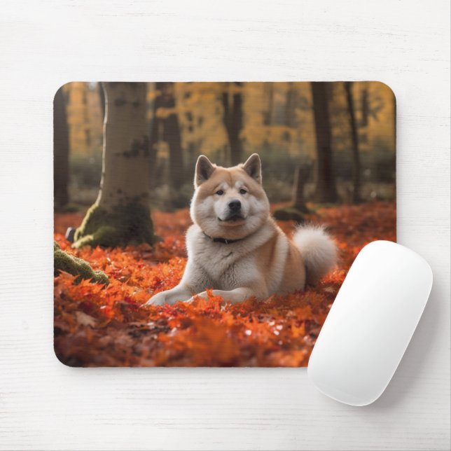 Mousepad Akita no outono deixa cair inspirada (Com mouse)