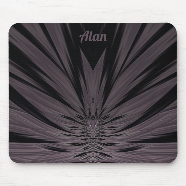 Mousepad ALAN ~ Preto e Padrão Fratural da Cinza ~ Pad do m (Frente)