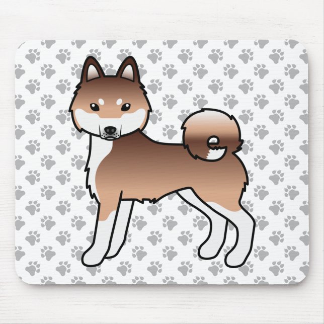 Mousepad Alaskan Klee Kai Vermelho e Branco Cachorro de Des (Frente)