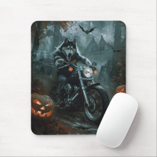 Mousepad Alaskan Malamute Dirigindo Motocicleta Assustador