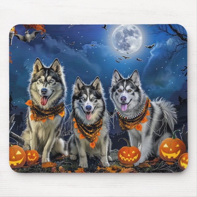 Mousepad Alaskan Malamute Halloween Spooky (Frente)