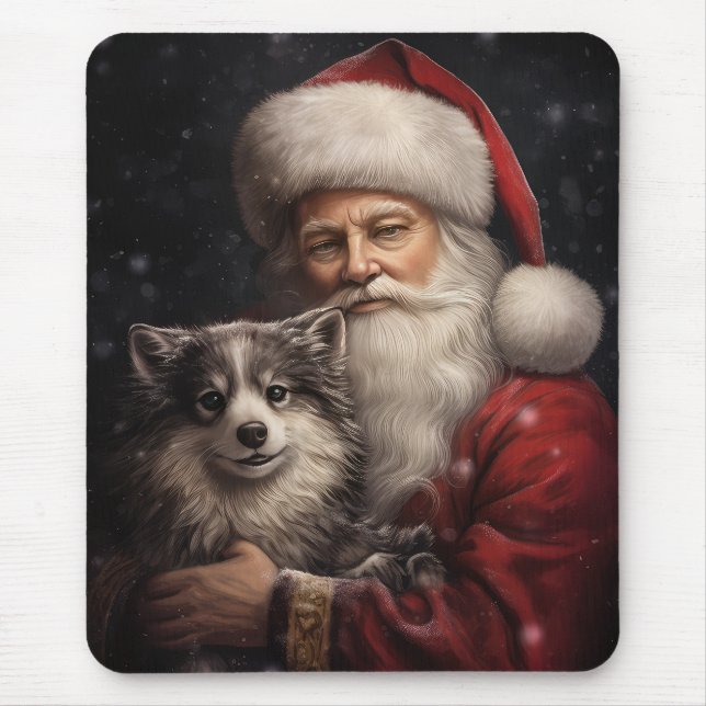 Mousepad Alaskan Malamute no Natal do Papai Noel (Frente)