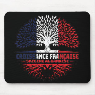 Mousepad Albânia Albânia França, França, Árvore Bandeira